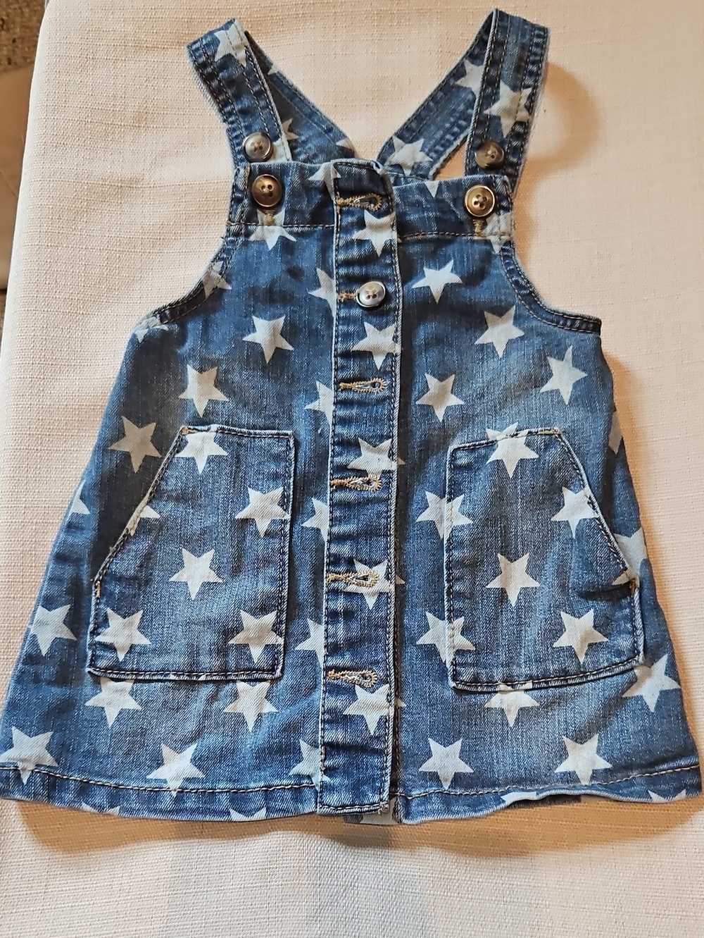 wonder nation Blue Denim Star Overall Dress
